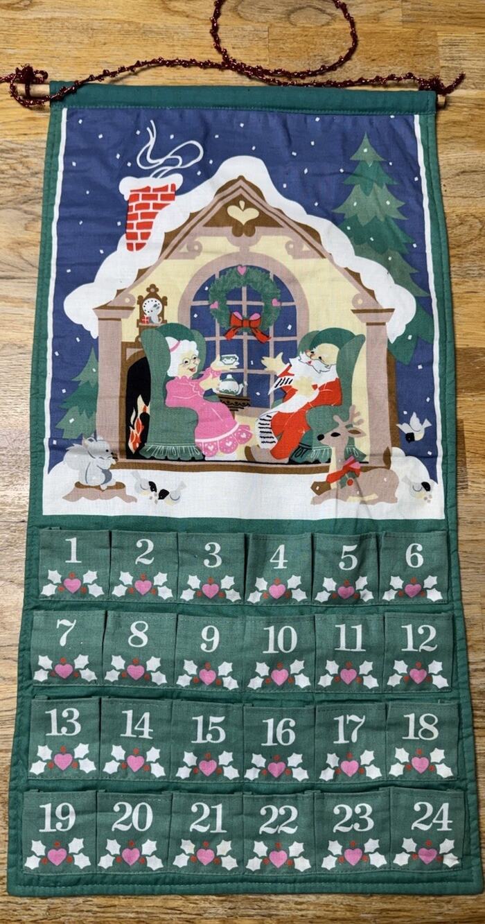 Vintage AVON "Countdown to Christmas" Hanging Advent Calendar NO MOUSE 80s Santa